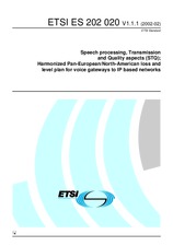 Standard ETSI ES 202020-V1.1.1 20.2.2002 preview