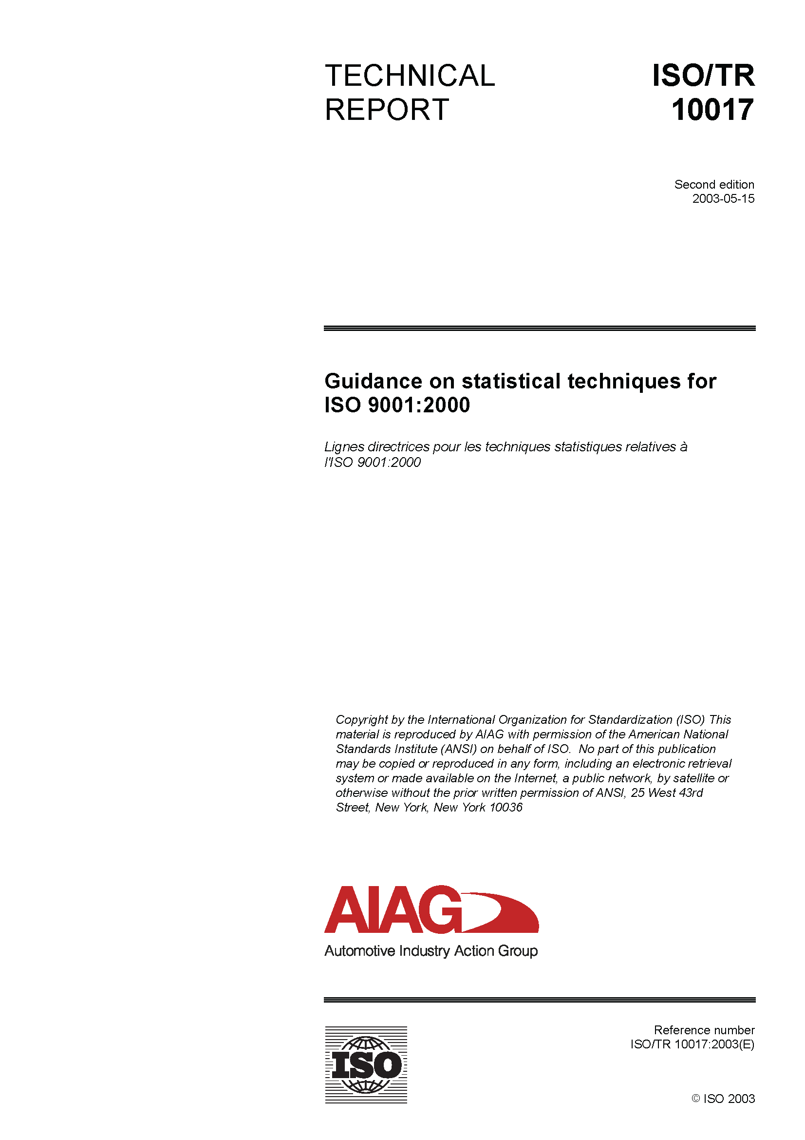 Preview  Guidance on Statistical Techniques for ISO 9001:2000 1.5.2003