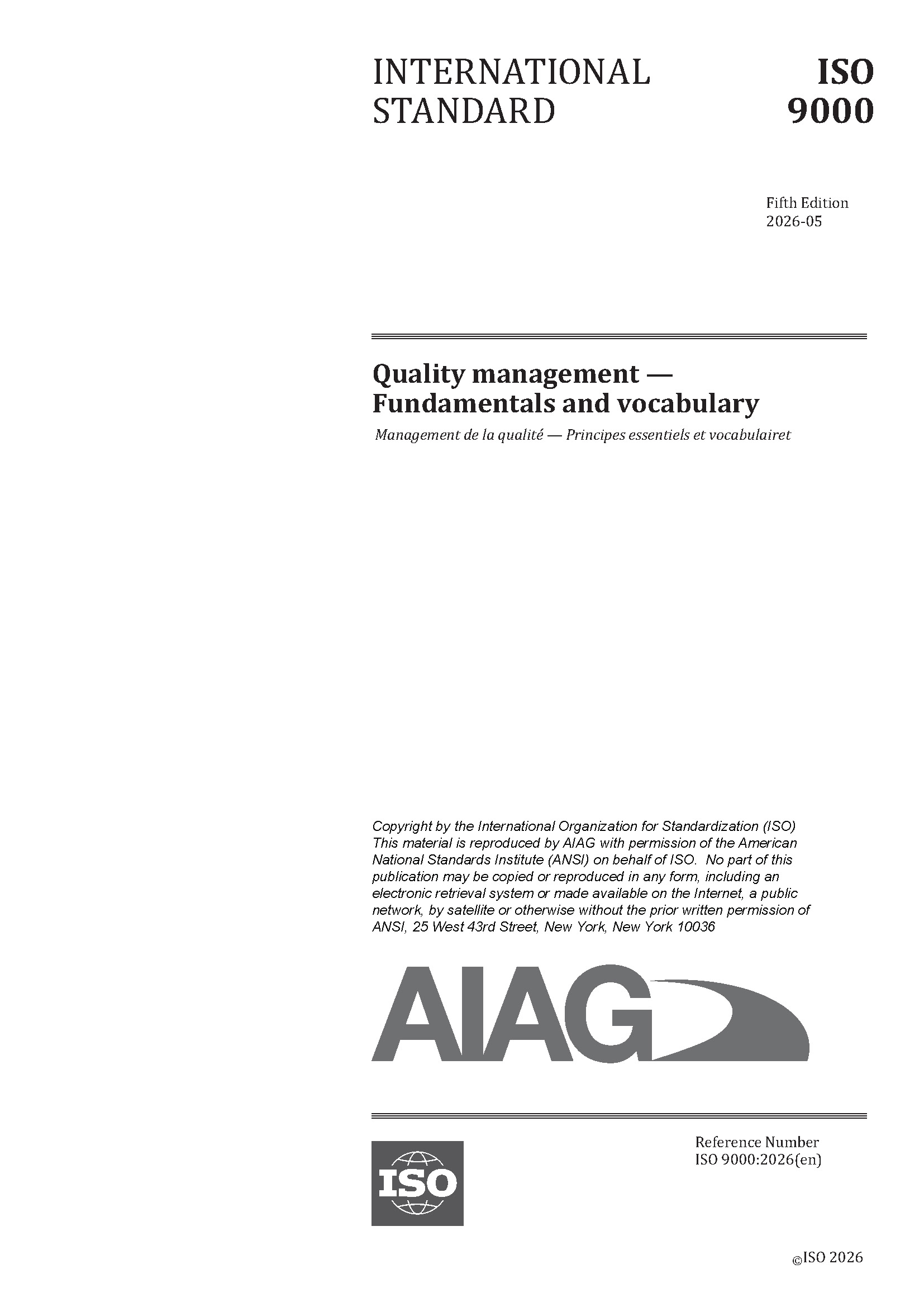 Publications AIAG Quality Management Systems - Fundamentals and Vocabulary 1.5.2026 preview