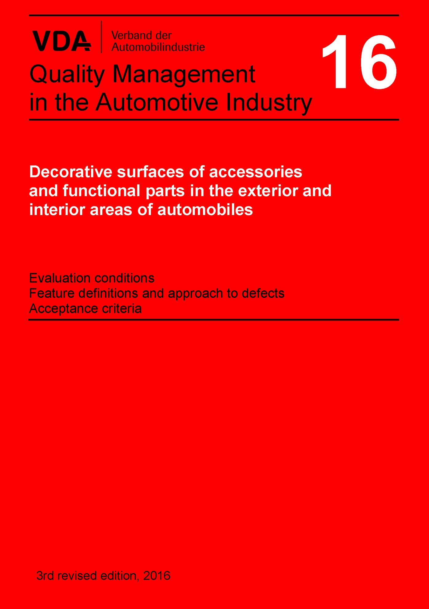 Publications  VDA Volume 16, 3rd Edition 2016 1.1.2016 preview