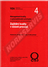 Publications  VDA 4 - Zajištění kvality v oblasti procesů. 2. přepracované a rozšířené vydání 2009, aktualizováno březen 2010, doplněno prosinec 2011, (české 2013). 1.12.2013 preview